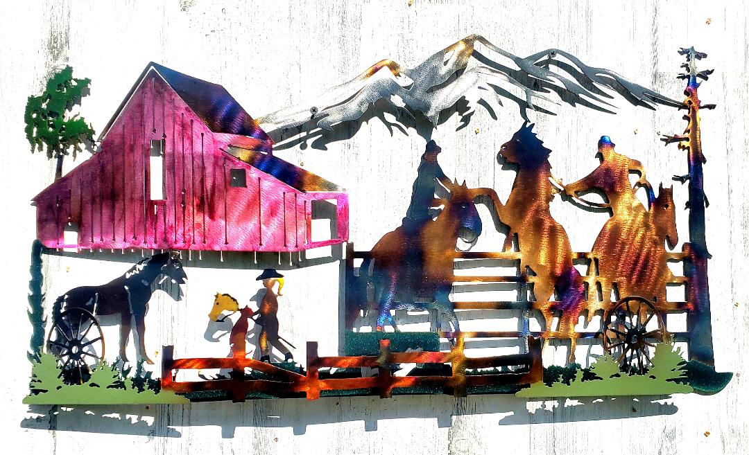 WESTERN RANCH COWBOY COWGIRL BARN BRONC COLT STICK HORSE CAT