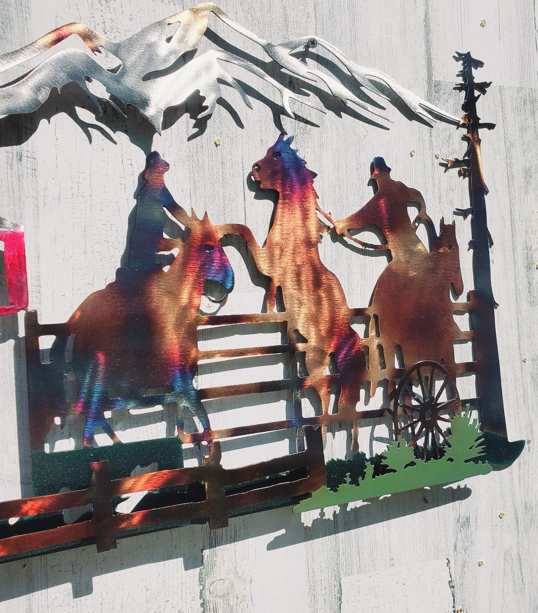 WESTERN RANCH COWBOY COWGIRL BARN BRONC COLT STICK HORSE CAT