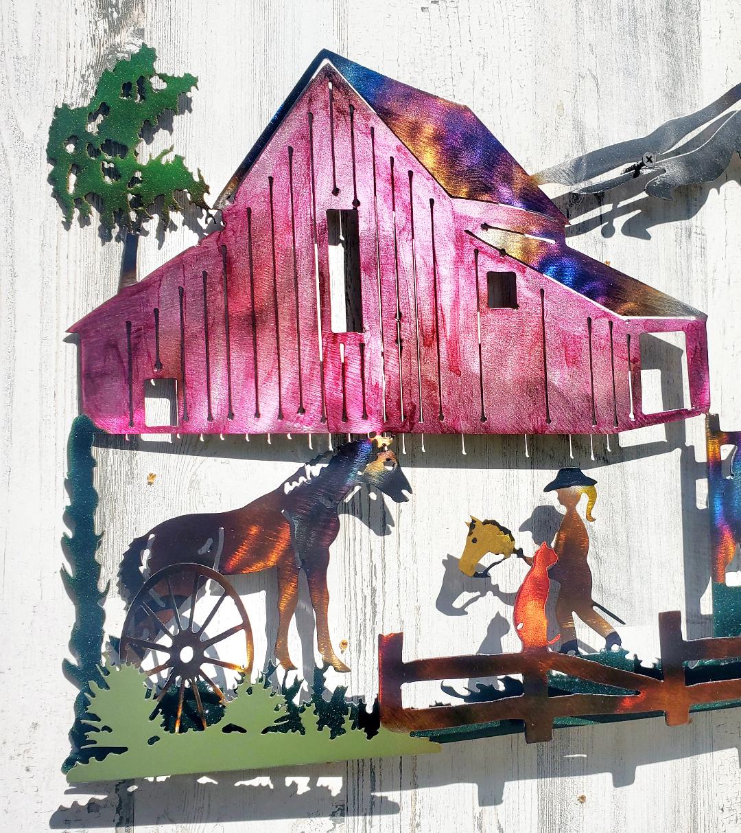 WESTERN RANCH COWBOY COWGIRL BARN BRONC COLT STICK HORSE CAT