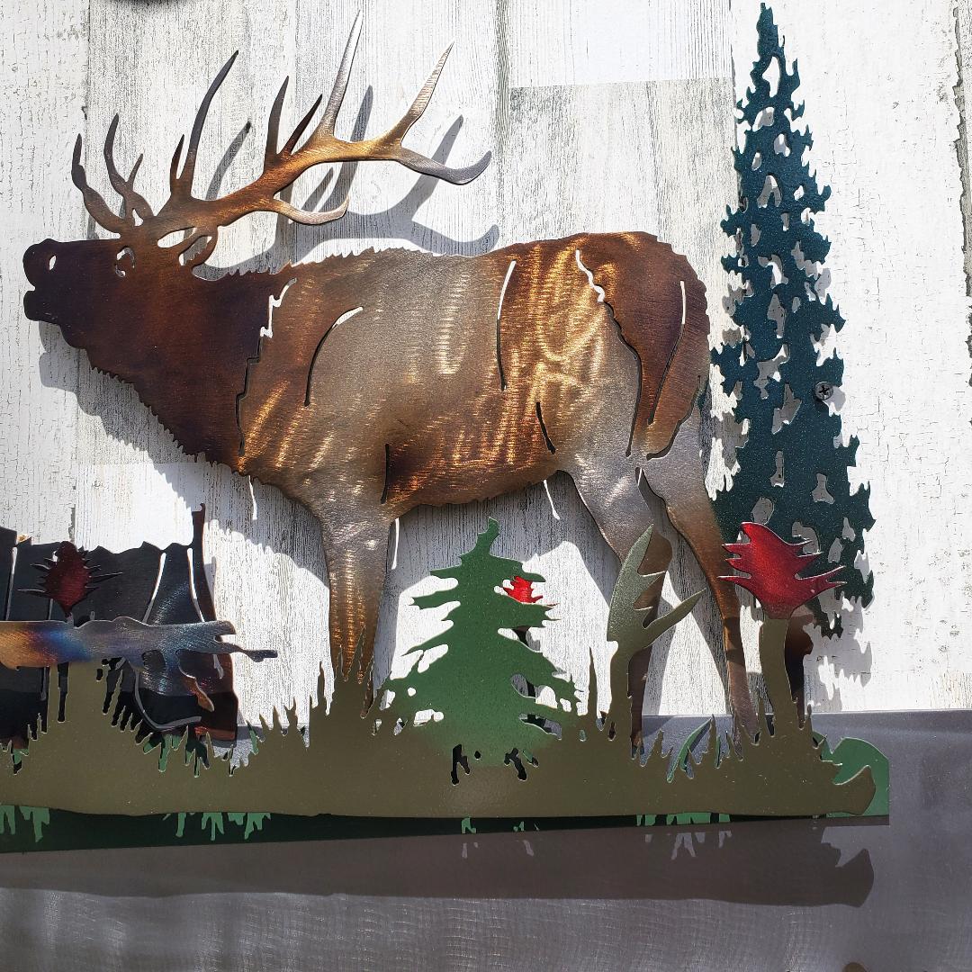 WAPITI BULL ELK FOREST WALL SAW BLADE METAL ART RUSTIC CABIN HOME LODGE DECOR