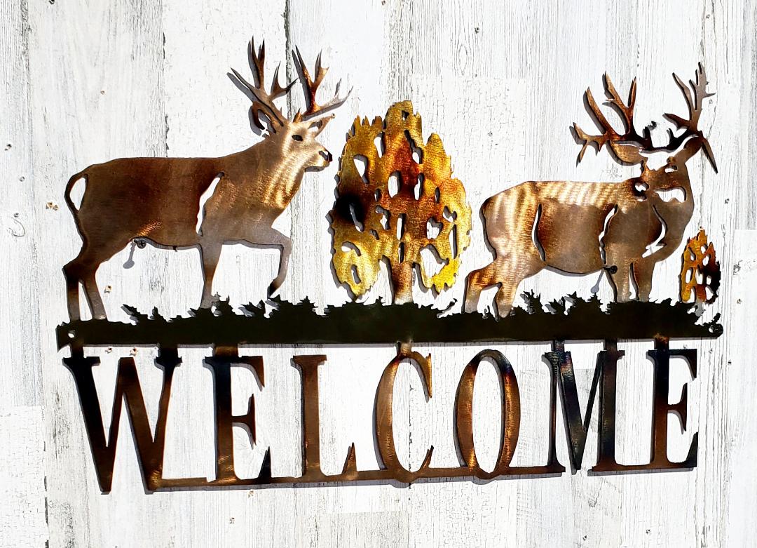 MULE DEER NONTYPICAL BUCK WELCOME SIGN RUSTIC HUNTING CABIN HOME DECOR ...