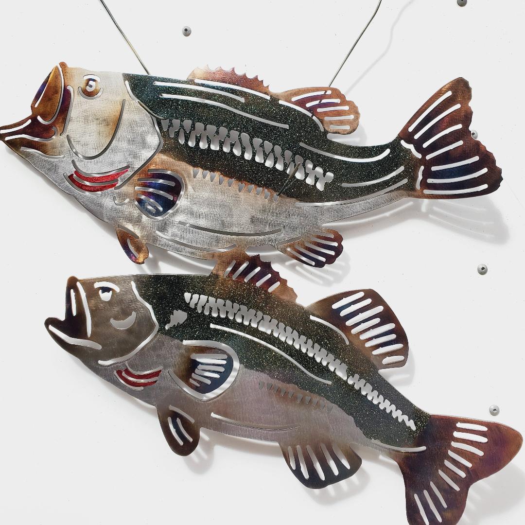 3D Metal Bass Scene – Colorful Realistic Wall Art