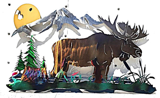 BULL MOOSE RUSTIC WILDERNESS MOUNTAINS CABIN LODGE HOME METAL DECOR