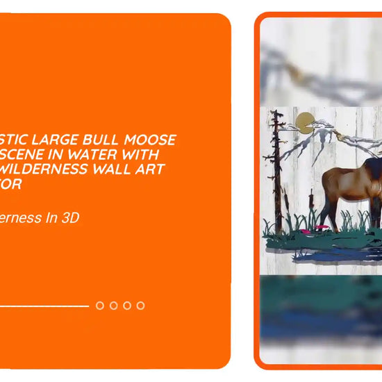 METAL RUSTIC Large Bull Moose and Cow Scene in Water with Cattails WILDERNESS Wall Art Cabin Decor by@Outfy