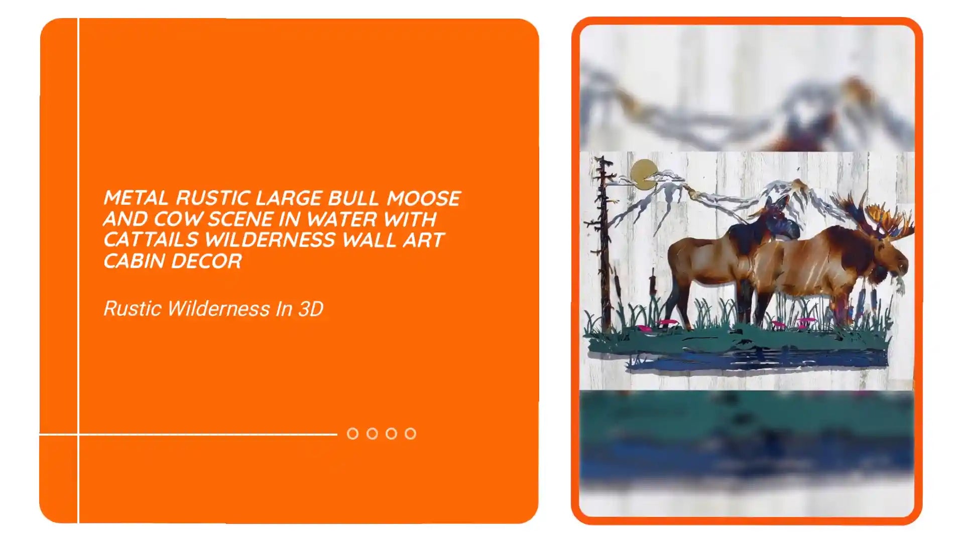 METAL RUSTIC Large Bull Moose and Cow Scene in Water with Cattails WILDERNESS Wall Art Cabin Decor by@Outfy