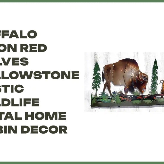 BUFFALO BISON RED CALVES YELLOWSTONE RUSTIC WILDLIFE METAL HOME CABIN DECOR by@Outfy
