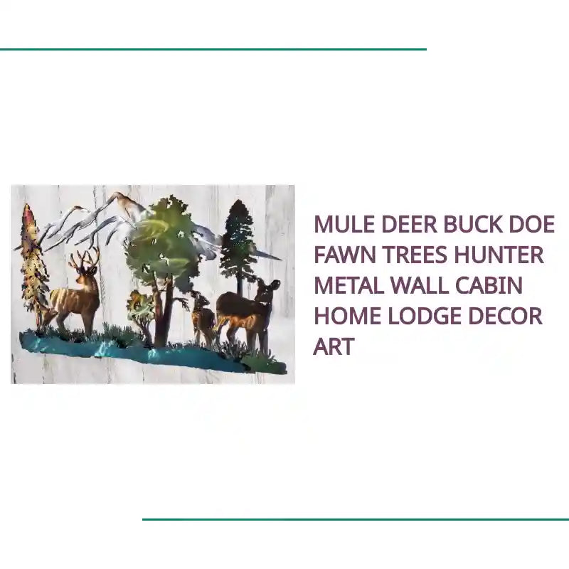 MULE DEER BUCK DOE FAWN TREES HUNTER METAL WALL CABIN HOME LODGE DECOR ART by@Outfy