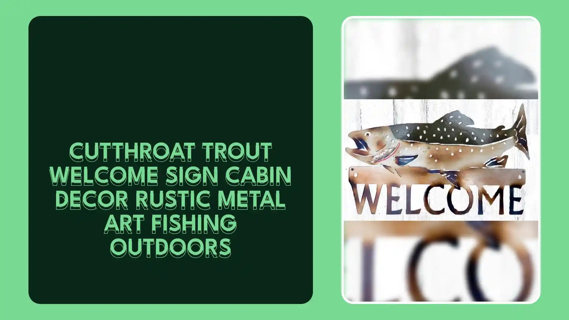 CUTTHROAT TROUT WELCOME SIGN CABIN DECOR RUSTIC METAL ART FISHING OUTDOORS by@Outfy