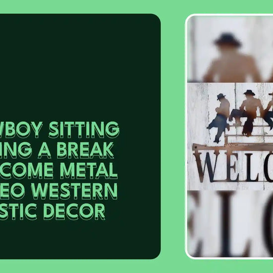 COWBOY SITTING TAKING A BREAK WELCOME METAL RODEO WESTERN RUSTIC DECOR by@Outfy