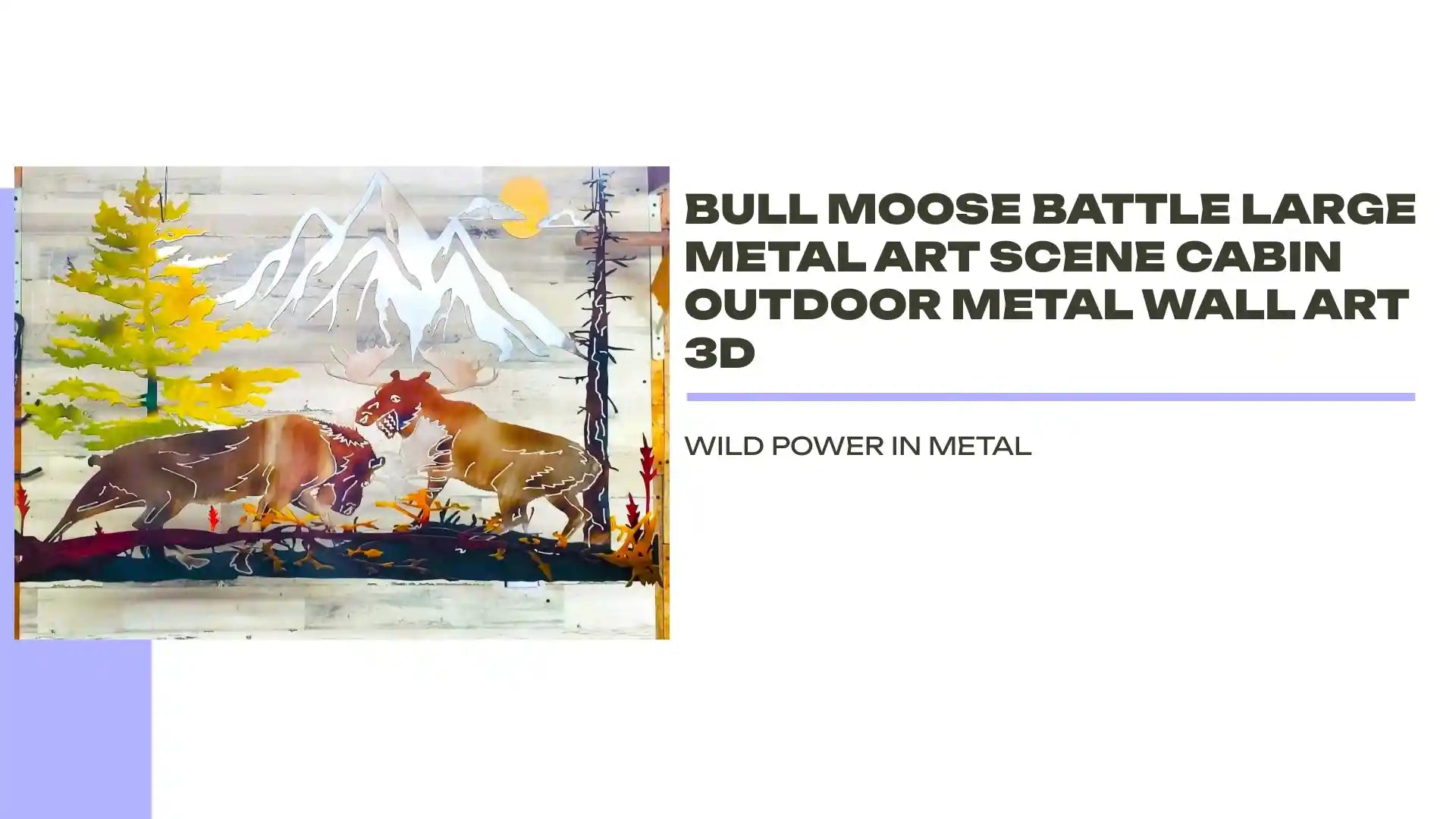 BULL MOOSE BATTLE LARGE METAL ART SCENE CABIN OUTDOOR METAL WALL ART 3D by@Outfy