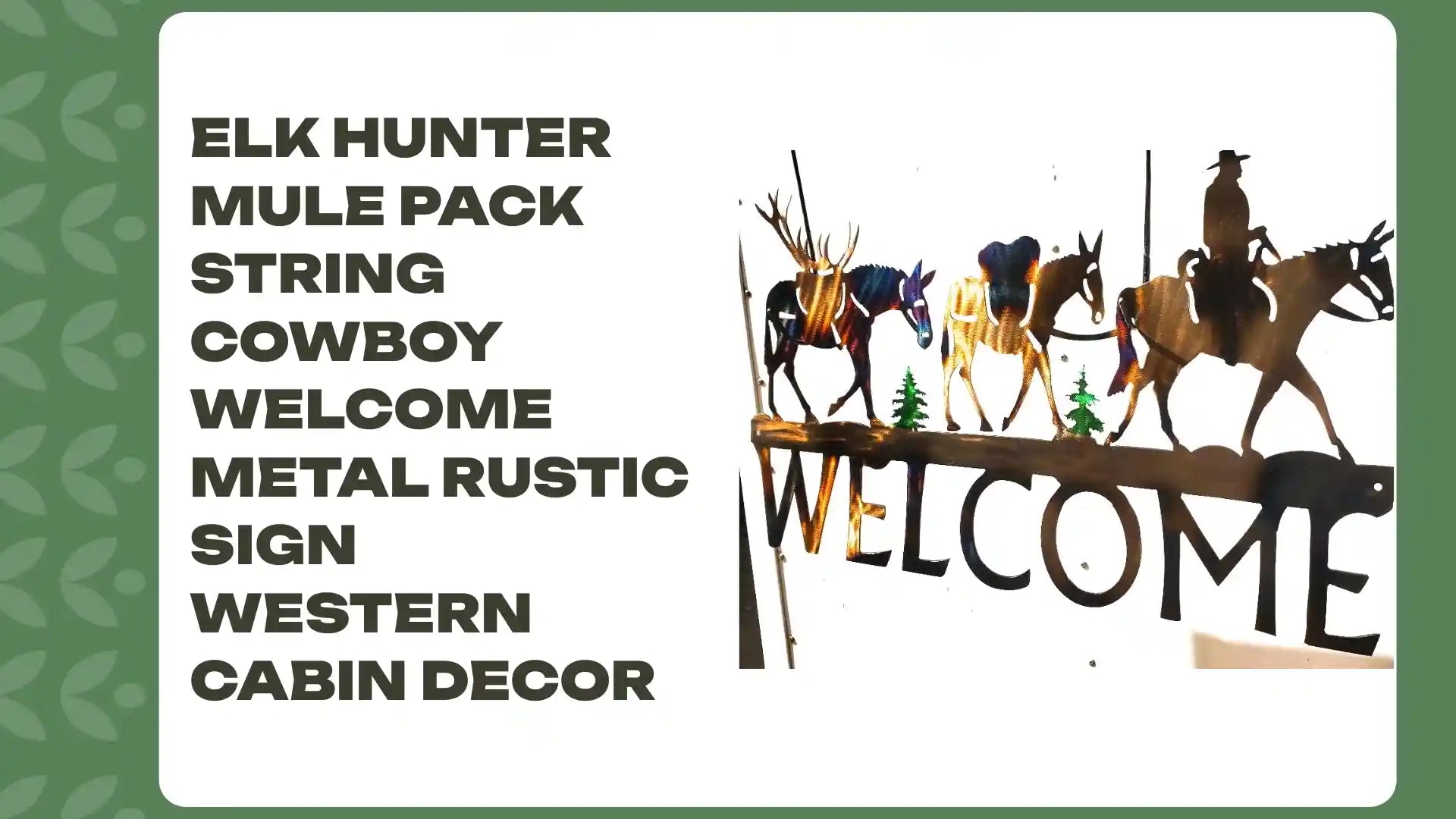 ELK HUNTER MULE PACK STRING COWBOY WELCOME METAL RUSTIC SIGN WESTERN CABIN DECOR by@Outfy