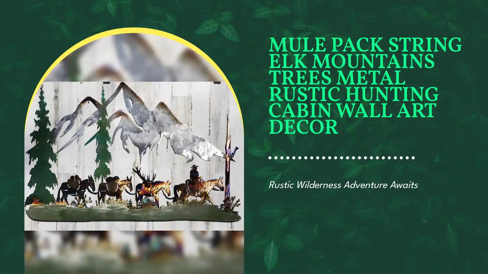 MULE PACK STRING ELK MOUNTAINS TREES METAL RUSTIC HUNTING CABIN WALL ART DECOR by@Outfy